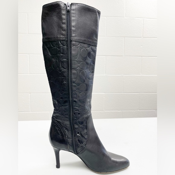 COACH Elitta Embossed Signature C Knee High Soft Leather Boots 7.5 B - Picture 5 of 16